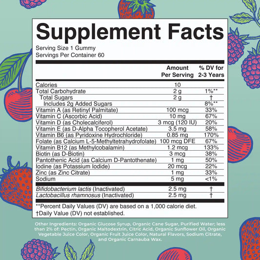 Organic Toddler Multivitamin + Postbiotics Gummies